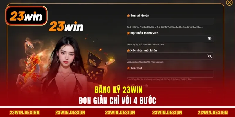 23WIN 23 Đăng ký 23WIN đơn giản chỉ với 4 bước