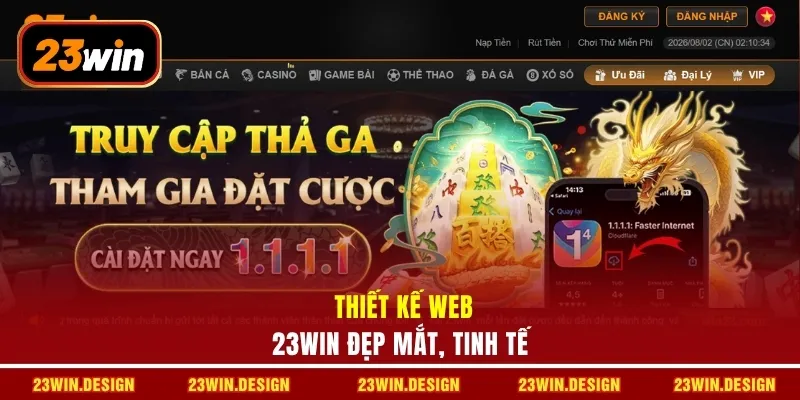 23WIN 18 Thiết kế web 23WIN đẹp mắt, tinh tế